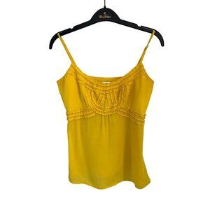 Beth Bowley Silk Top Camisole Yellow Front Ruffles Y2K Romantik